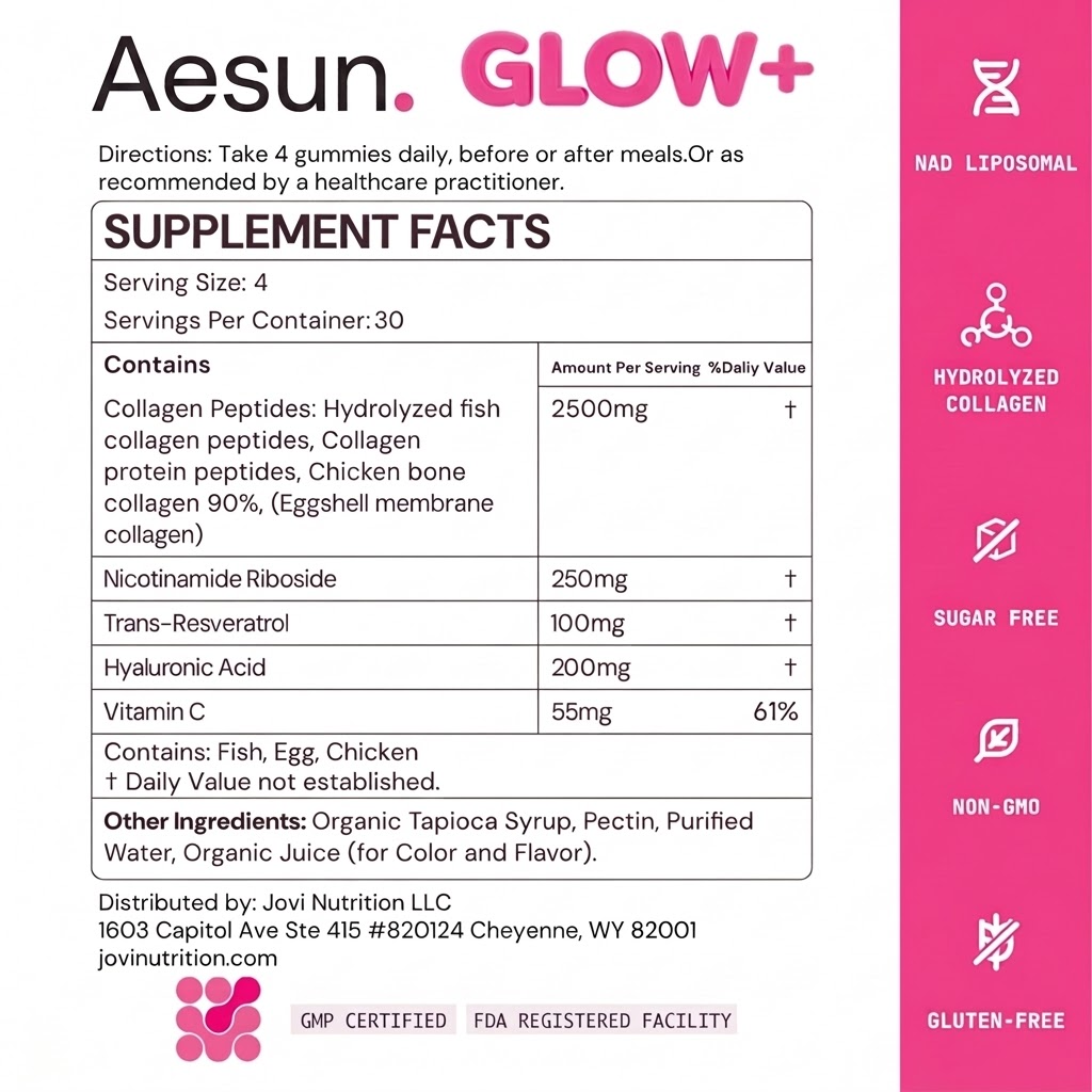 Aesun GLOW+ | NAD⁺ & Collagen Gummy